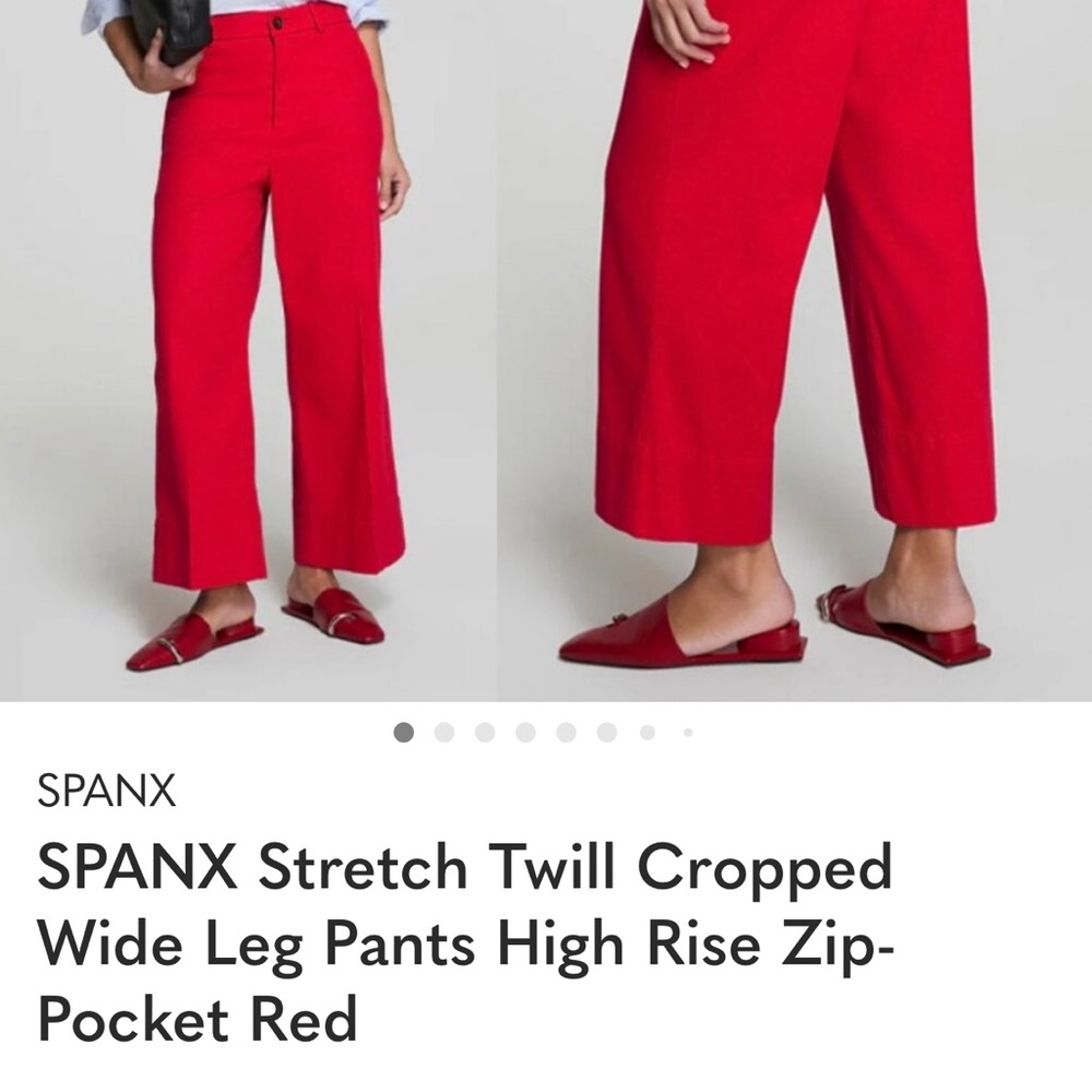 SPANX Vibrant Red Wide Leg Cropped Pants